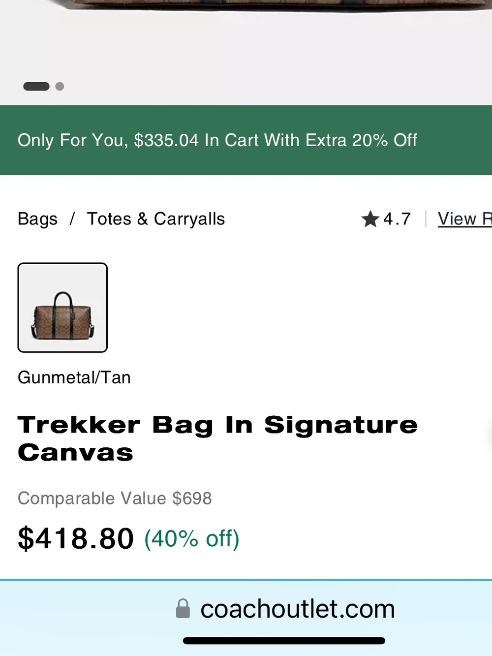 Coach Brown Signature Canvas Duffel Bag - Picture 3 of 13